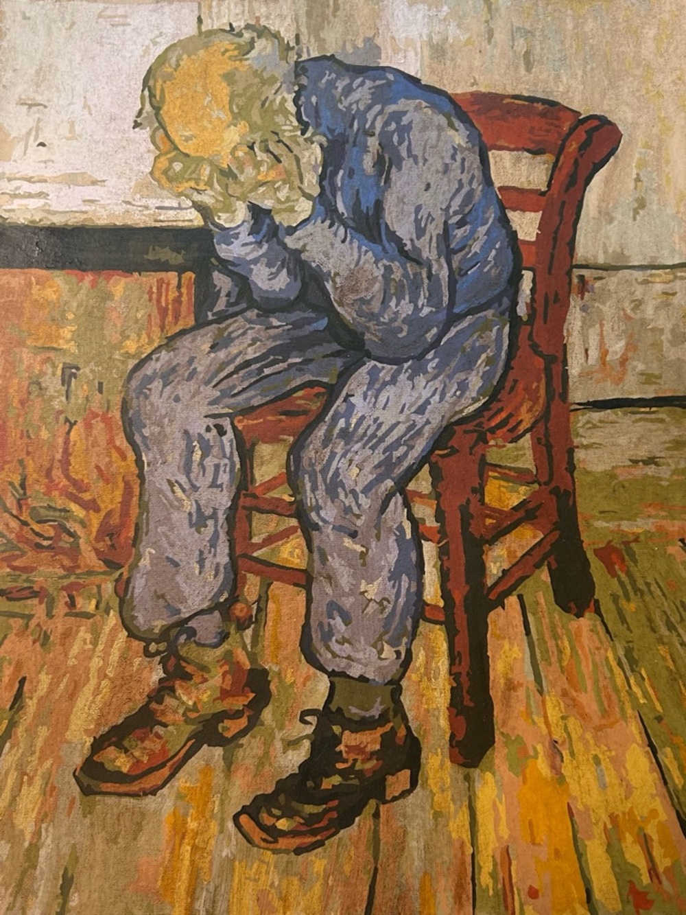 Contemplative Seated Figure Wall Art - signed Paint by Numbers